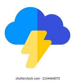 Thunder storm symbol in flat icon style. Lightning, cloud, weather alert, forecast sign