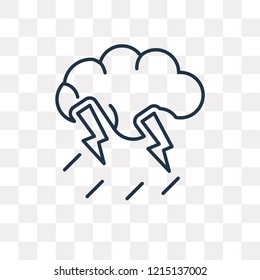 Thunder Storm vector outline icon isolated on transparent background, high quality linear Thunder Storm transparency concept can be used web and mobile