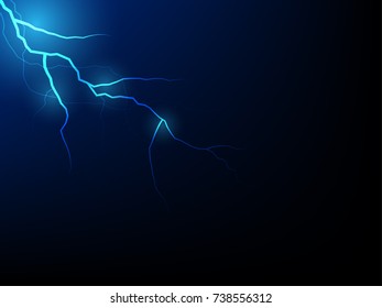 Thunder storm vector realistic lightnings thunderbolt on black background, Magic and bright lighting effects, Electricity lighting effects.