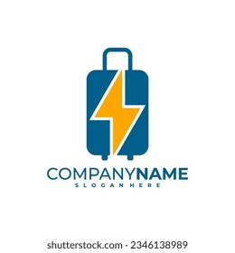 Thunder Suitcase logo design vector. Fast Suitcase logo design template concept