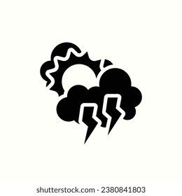 thunder, sunny black icon, isolated icon in light background, perfect for website, blog, logo, graphic design, social media, UI, mobile app