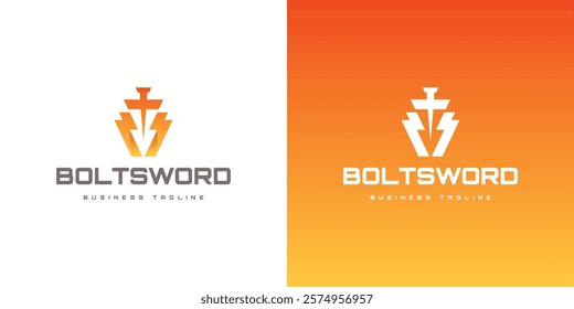 thunder sword vector logo design