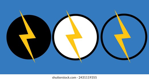 Thunder Symbol Icon vector In Different Background Style