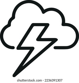 Thunder thin line icon. Symbol in trendy outline style. Premium design for web and apps. Perfect for UI.