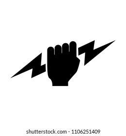Thunder titan hand vector logo. Zeus Hand. Lightning hand. 