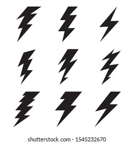 Thunder vector doodle set, Storm symbol, lightning icon design for logo and pattern background.