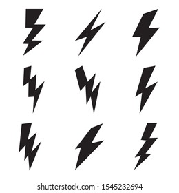 Thunder vector doodle set, Storm symbol, lightning icon design for logo and pattern background.