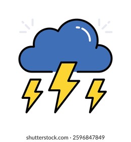 Thunder vector filled outline icon. EPS 10 file