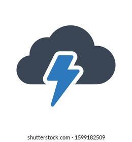 thunder vector glyph color icon 