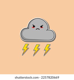 Thunder vector icons designed| thunder cloud sticker |