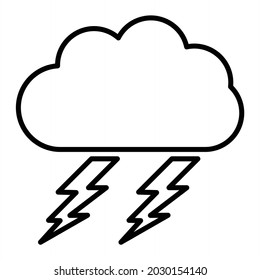 Thunder Vector Outline Icon Isolated On White Background
