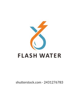 Thunder and Water Drop Logo. Power Drop water Logo, Instant Drop Logo, Energy Drop. Energy Flash Water Logo design.