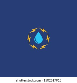Thunder and water logo design vector element