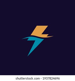 Thunder and wave logo design