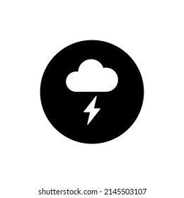 Thunder weather icon in black round