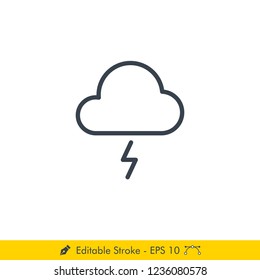 Thunder Weather Icon / Vector - In Line / Stroke Design