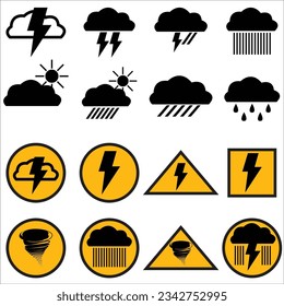 conjunto de vectores de iconos de clima de trueno