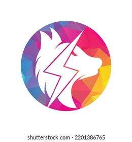 Thunder wolf logo design. Power, Wild animal and Energy logo concept icon vector.