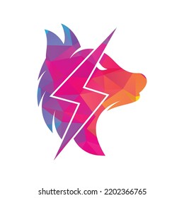 Thunder wolf logo design. Power, Wild animal and Energy logo concept icon vector.