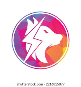 Thunder wolf logo design. Power, Wild animal and Energy logo concept icon vector.