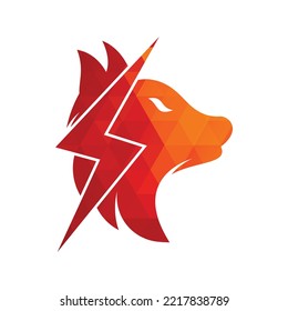 Thunder wolf logo design. Power, Wild animal and Energy logo concept icon vector.