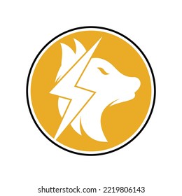 Thunder wolf logo design. Power, Wild animal and Energy logo concept icon vector.
