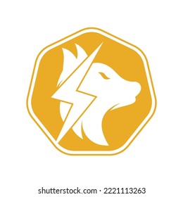 Thunder wolf logo design. Power, Wild animal and Energy logo concept icon vector.