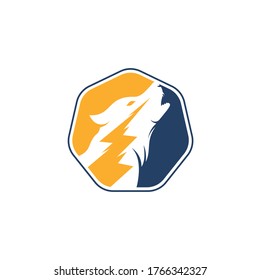 Thunder Wolf Logo design Vector.