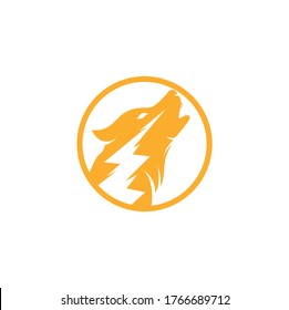 Thunder Wolf Logo design Vector.