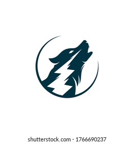 Thunder Wolf Logo design Vector.