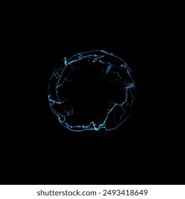 Thunderbolt blue lightning circle effect vector illustration. Round electric discharge effect. Realistic magical ring portal with light rays. Bolt lightning energy ball blast on black