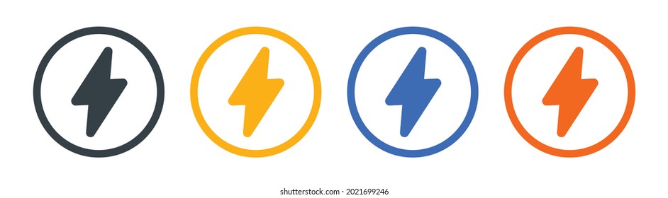 Thunderbolt in the circle design. Electric power button vector illustration