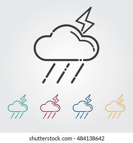 thunderbolt and cloud icon vector