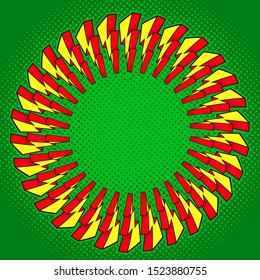 thunderbolt comic on green background halftone screen, Used for making comic background, vector illustration file.