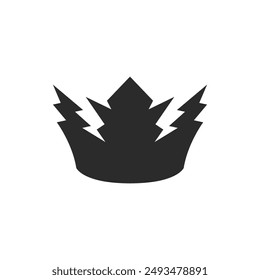 Thunderbolt Crown silhouette. Lightning Crown isolated on white background. Vector illustration