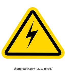 Thunderbolt danger high voltage signs.  Triangle yellow warning sign. Vector, illustration