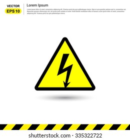Thunderbolt danger high voltage signs - Yellow Traffic sign icon