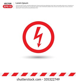 Thunderbolt danger high voltage signs - Red Circle Traffic sign icon