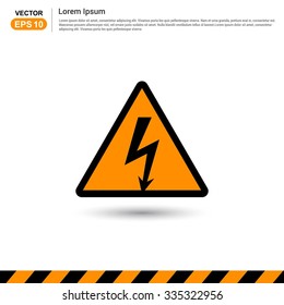 Thunderbolt danger high voltage signs - Orange Traffic sign icon