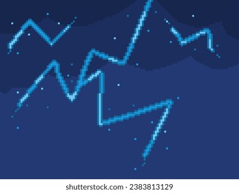 Thunderbolt at Dark Cloudy Sky, Pixel Art Background