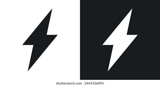 Thunderbolt and Electric Power Icons. Energy Bolt and High Voltage Symbols.