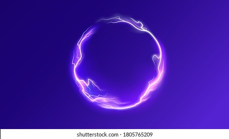 Thunderbolt electricity lightning power effect ball round shape vector background - Shutterstock ID 1805765209