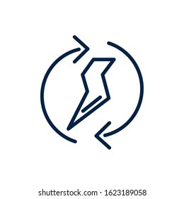 thunderbolt eletric renewable ecology environment icon linear vector illustration
