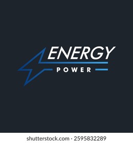 Thunderbolt Energy Power Logo Design with modern and dynamic style lightning symbol on dark background