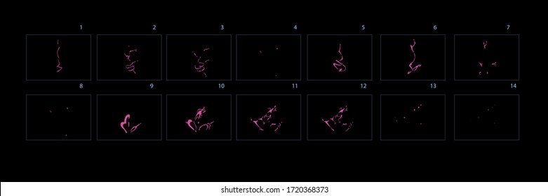 Thunderbolt explored  animation, thunderbolt lighting effect for games or video. Frames sprite sheet animation electricity thunderbolt.- Vector