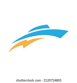 thunderbolt fast with boat logo design, vector graphic symbol icon illustration creative idea