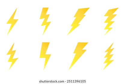 Thunderbolt flash icon power electricity lightning charge energy sign symbol battery buttons vector icons set