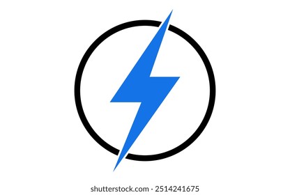 Thunderbolt flash icon power electricity lightning charge energy circle sign symbol blue battery button vector icon