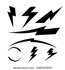 Thunderbolt flash Icon Set Vector template Design on White Background.