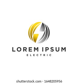 Thunderbolt, Flash or Lightning in Circle for Power and Energy Logo Design Vector